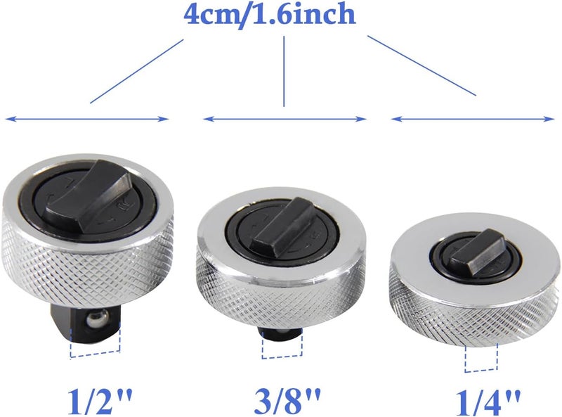 GOSWIFT 3pcs Reversible Thumbwheel Ratchet Wrench Set, Palm Ratchet Wrench, 1/4" 3/8" 1/2" Drive Finger Ratchet Set - Image 3